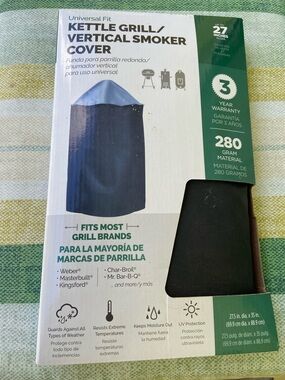 Kettle Grill / Vertical Smoker Cover in Black and Dark Blue
